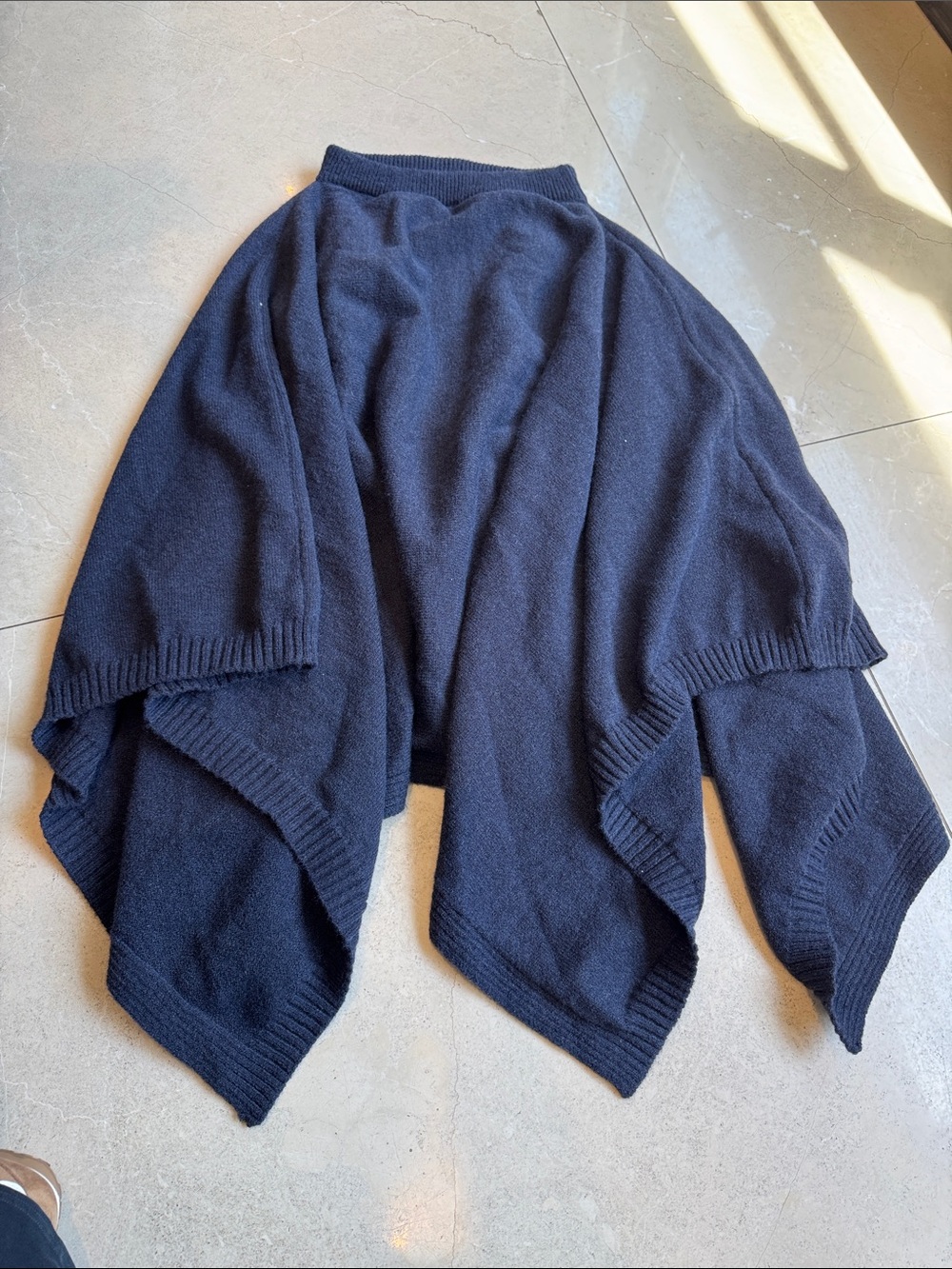 Topshop navy blue draped knit poncho